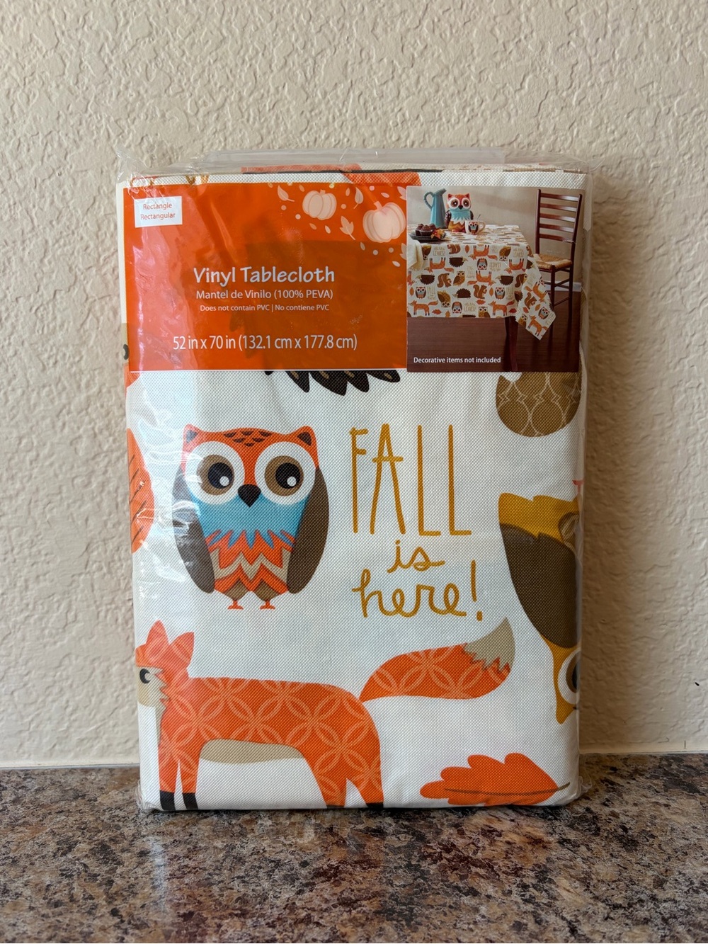 🦊Walmart Mainstays Fall Is Here Woodland Vinyl Tablecloth